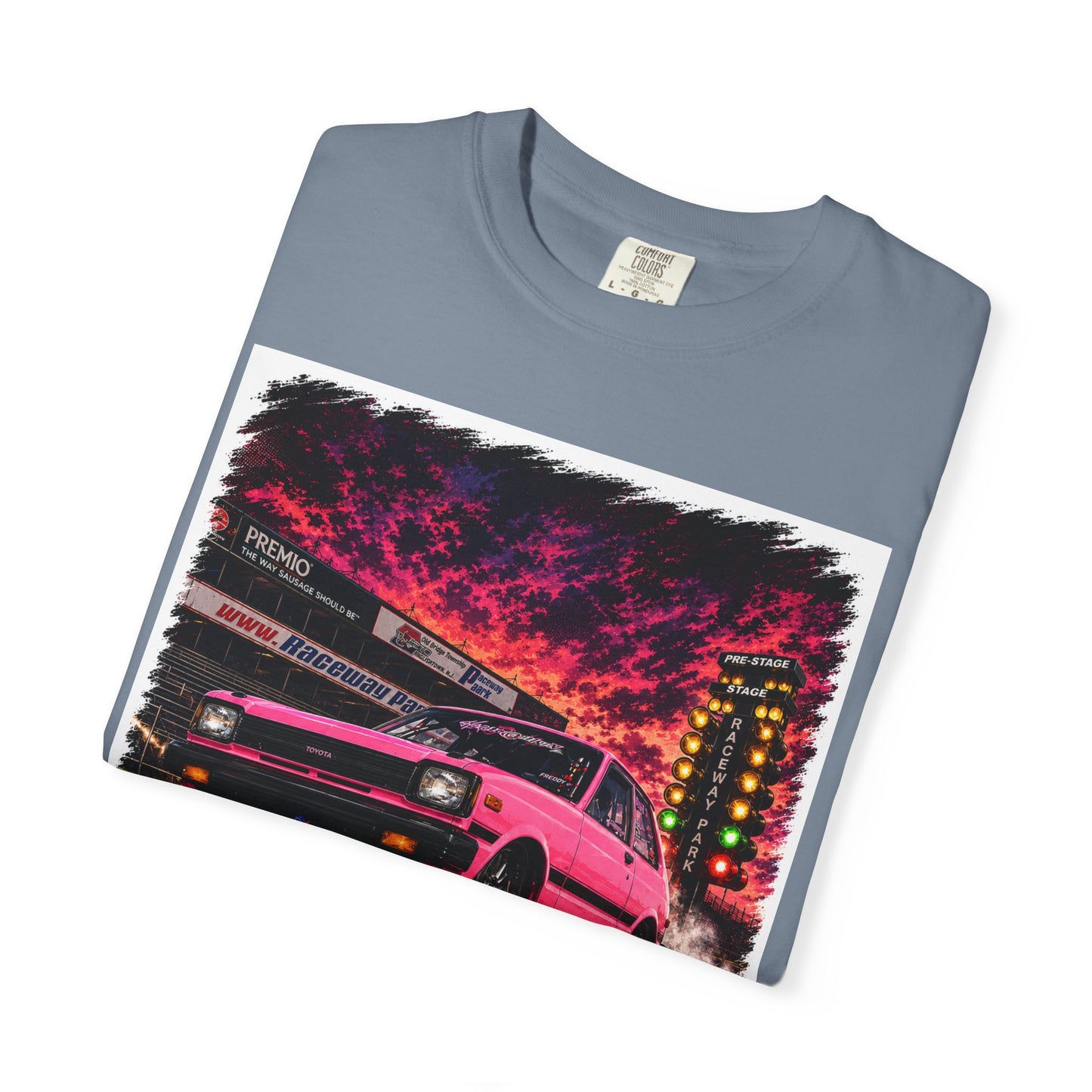 Retro Pink Starlet T-Shirt — Neon Pink Skyline Racing Graphic