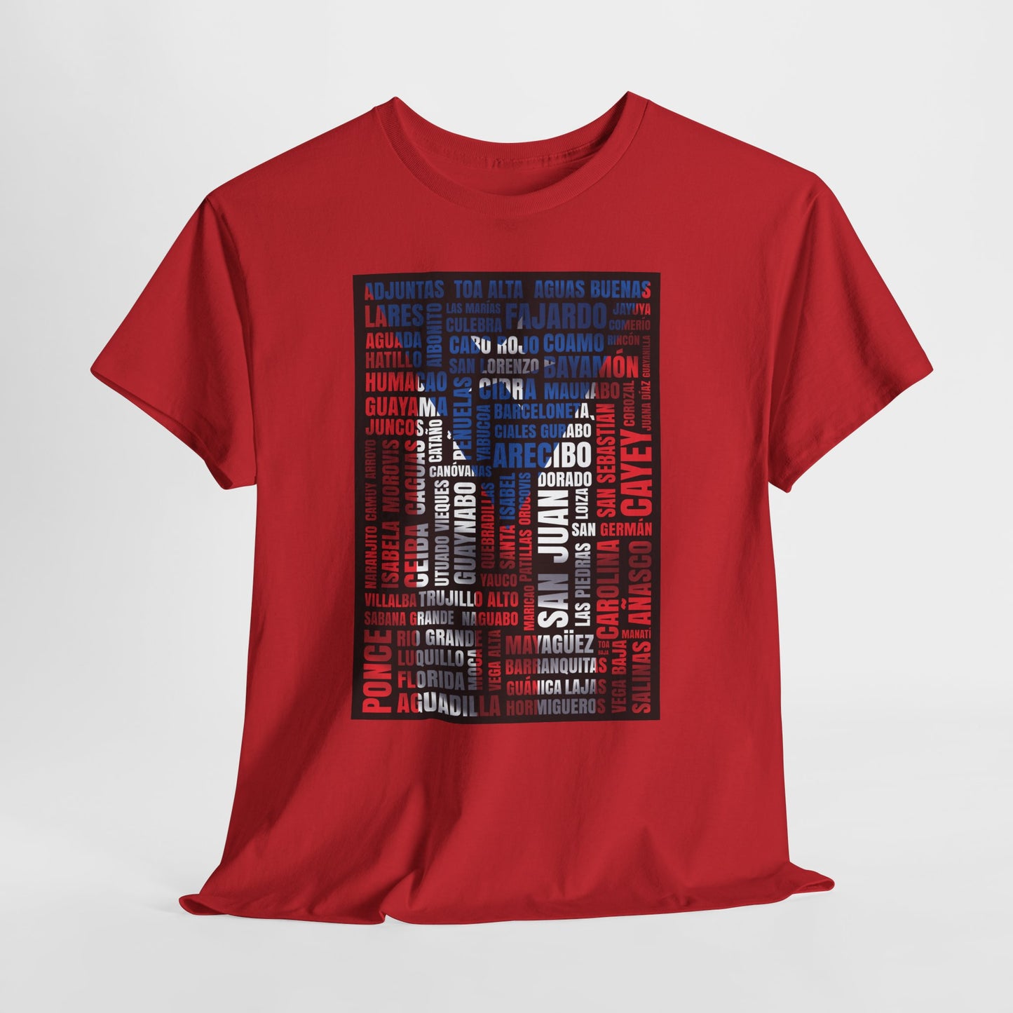 Puerto Rico Flag Word Cloud T-Shirt — Puerto Rican Pride Tee with Names Design