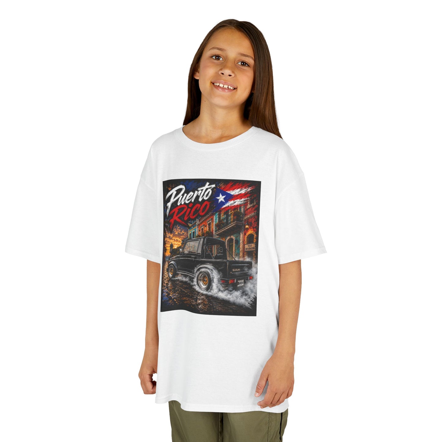 Kids T-Shirt — Puerto Rico Vintage Car Retro Travel Graphic
