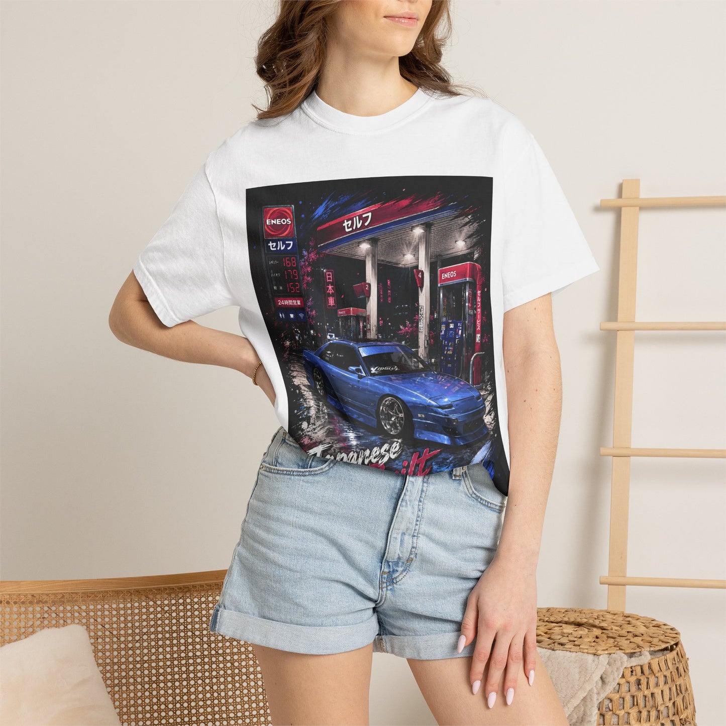 Japanese Built 240 Car T-Shirt — Retro Neon JDM Graphic