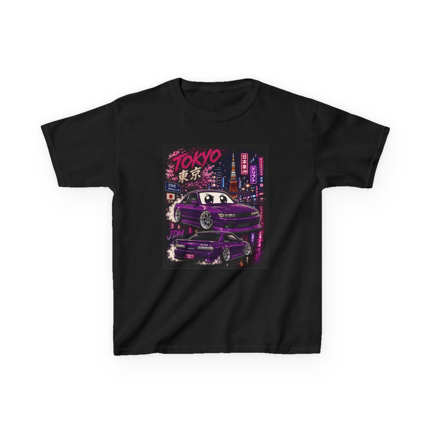 Kids Tokyo Night Drift Tee — Retro Neon City Racing Graphic
