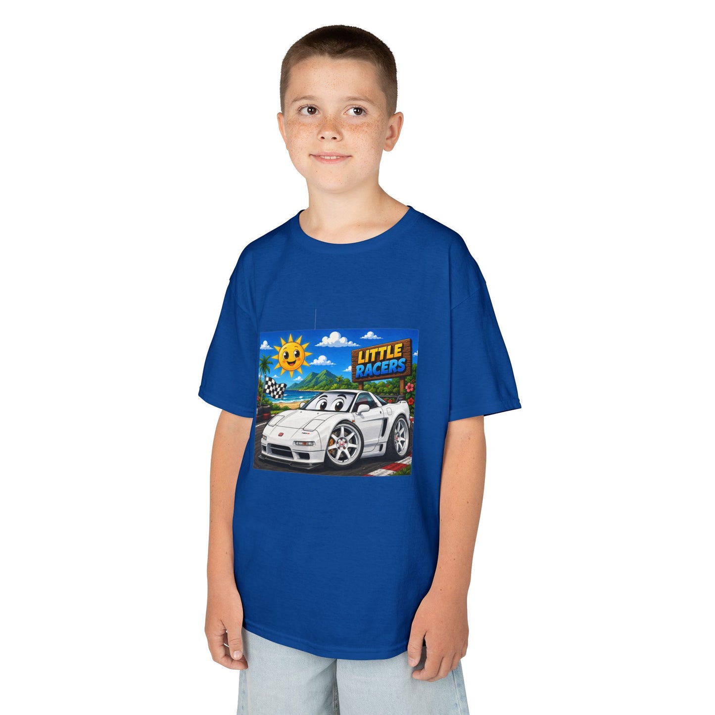 Kids Racing Car T‑Shirt — 'Little Racers' White NSX Graphic Tee
