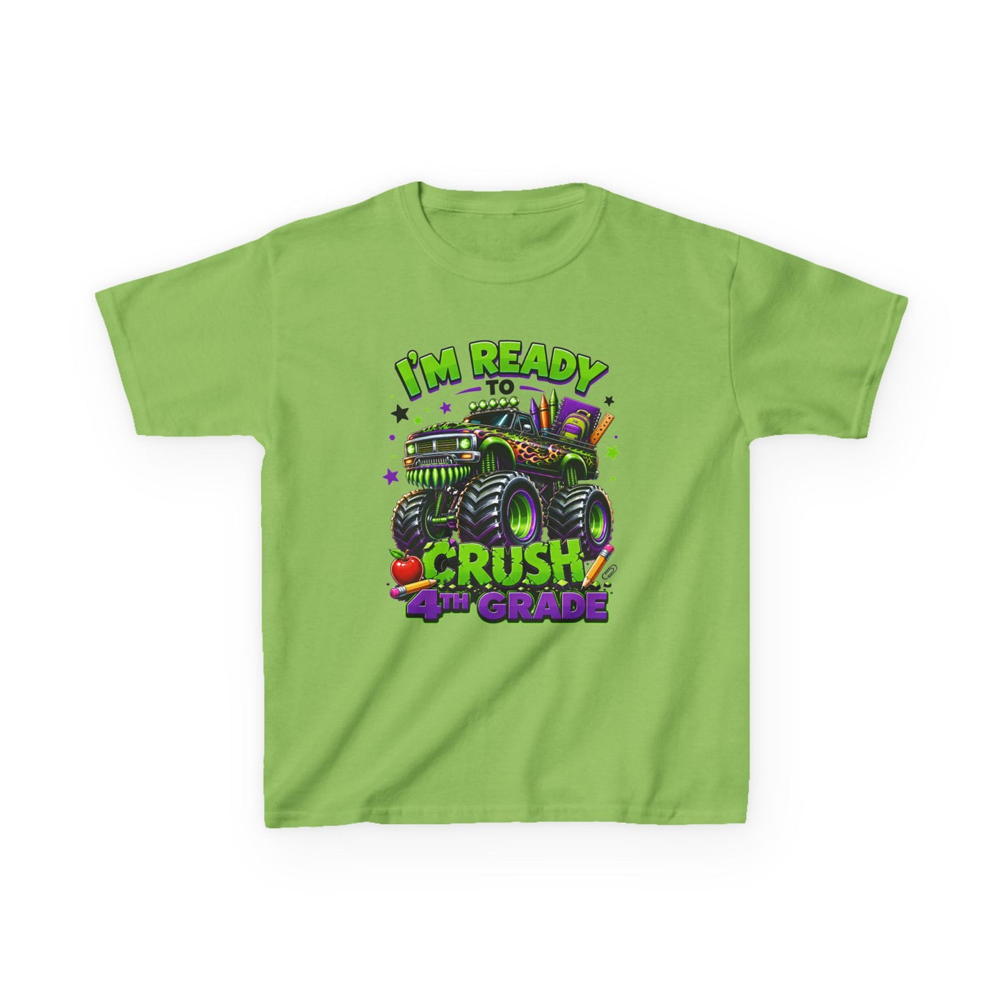 I’m Ready to Crush 4th Grade Monster Truck Kids T-Shirt – Back to School Tee