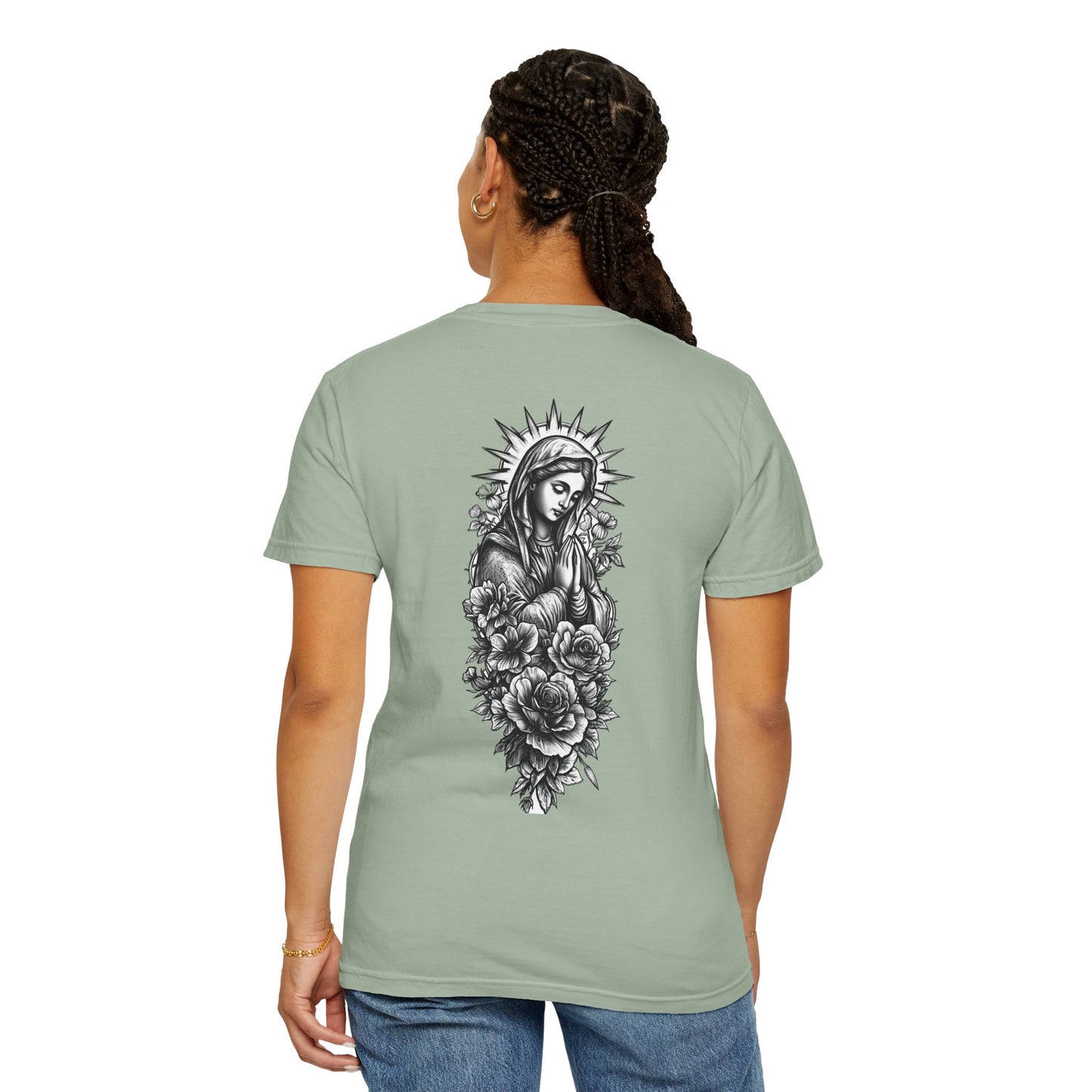 T-Shirt - Vintage Virgin Mary & Roses Graphic Tee