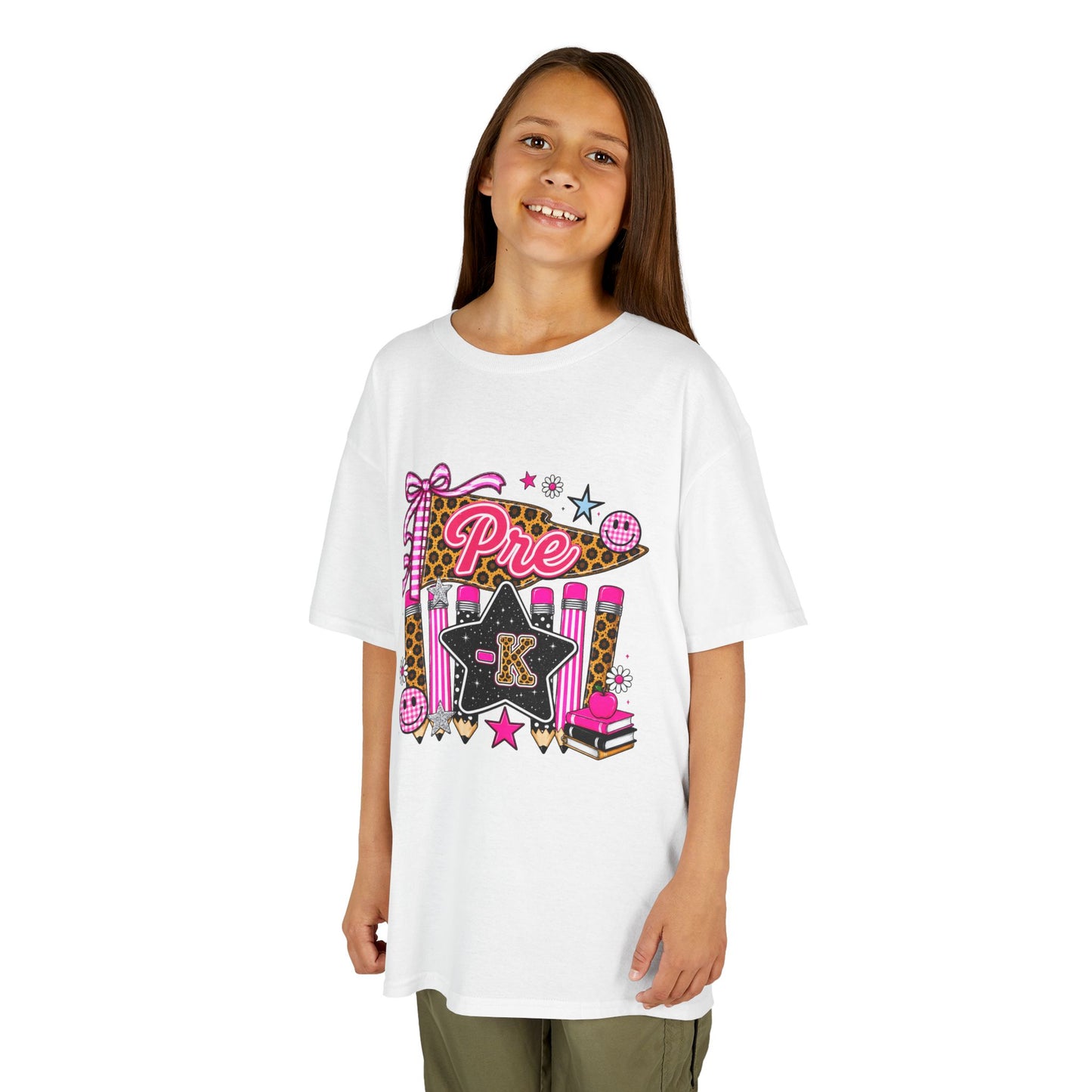 Pre-K Girl Back to School T-Shirt – Pink Leopard Print First Day of Pre-K Tee