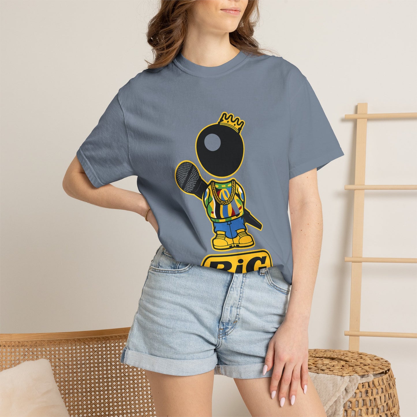 BiG Hip-Hop Icon Cartoon T-Shirt | Retro 90s Rap Inspired Streetwear Design