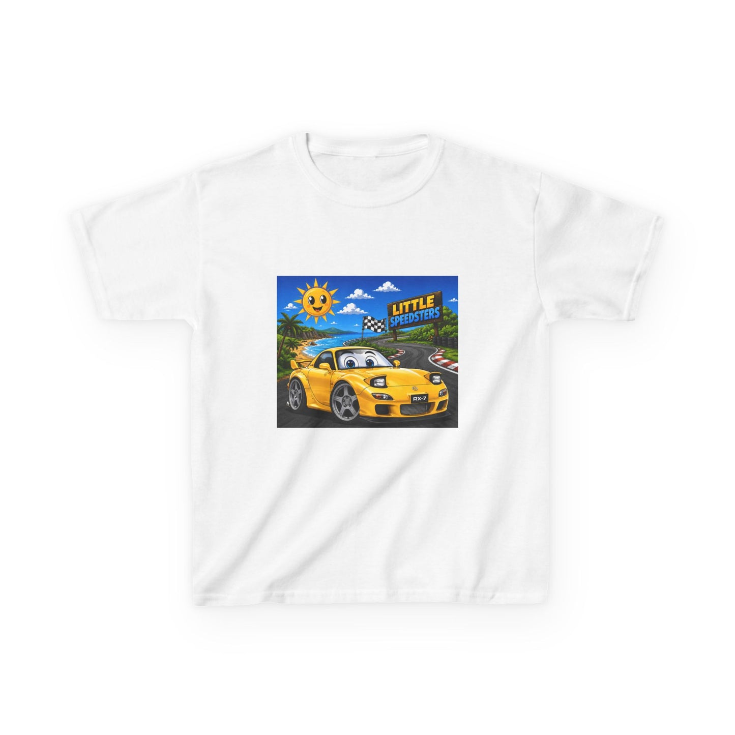 Kids Car T‑Shirt — "Little Speedster" Yellow FD RX7 Tee