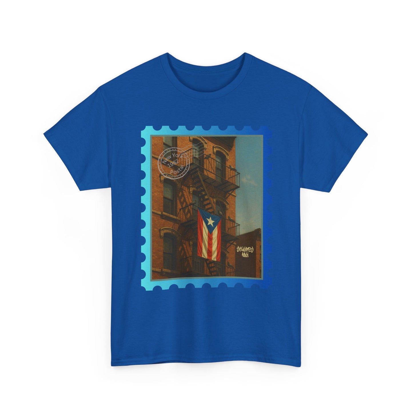 Seguimos Aquí Puerto Rican Pride Tee — New York 1982 Vintage Flag Tribute