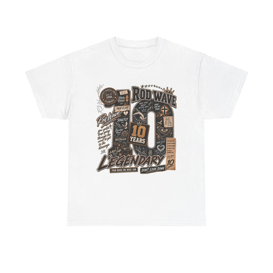 Rod Wave 10 Years Legendary – Pain, Purpose & Faith Hip-Hop Collage T-Shirt Design