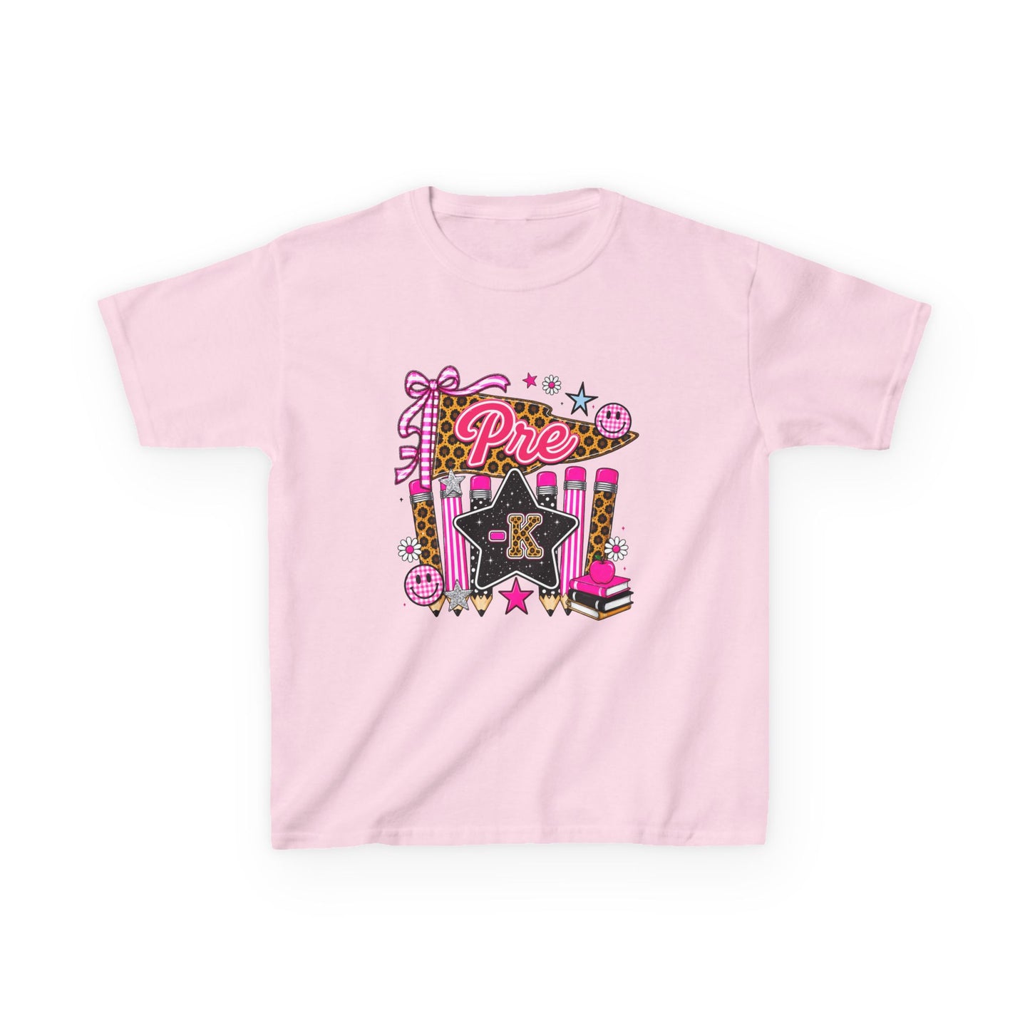 Pre-K Girl Back to School T-Shirt – Pink Leopard Print First Day of Pre-K Tee