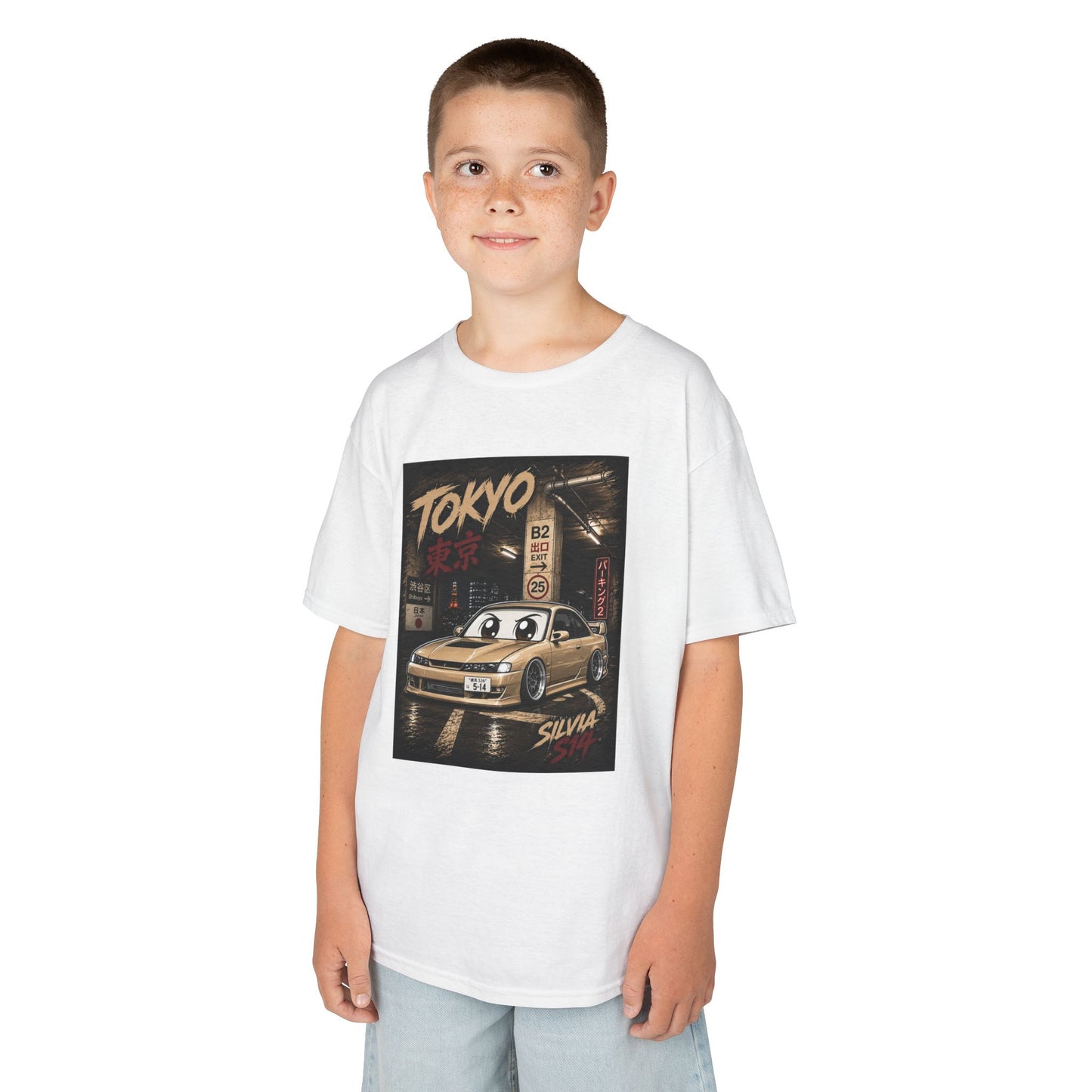 Kids Tokyo Skyline Car Tee — 'Tokyo' Silvia Racing Graphic