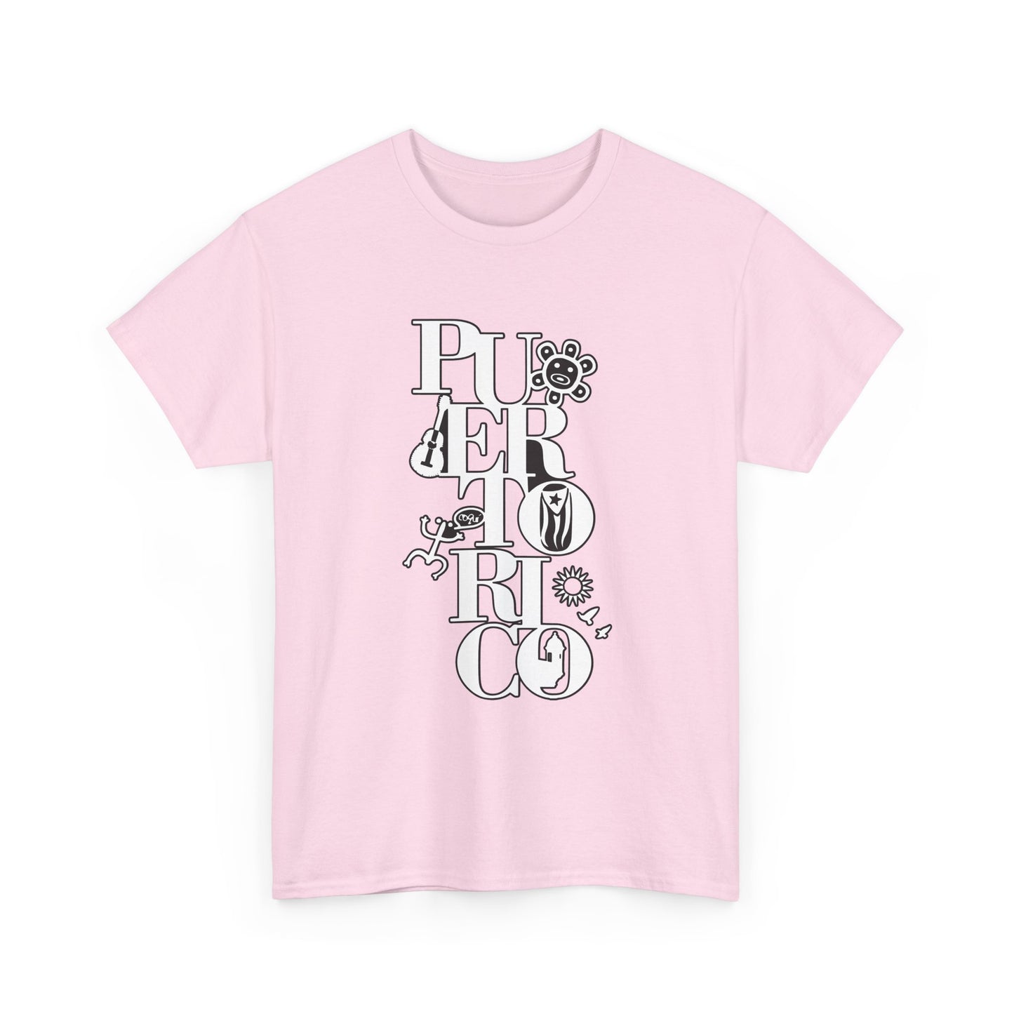 Puerto Rico Floral Vertical Tee — Retro Typography Island Shirt