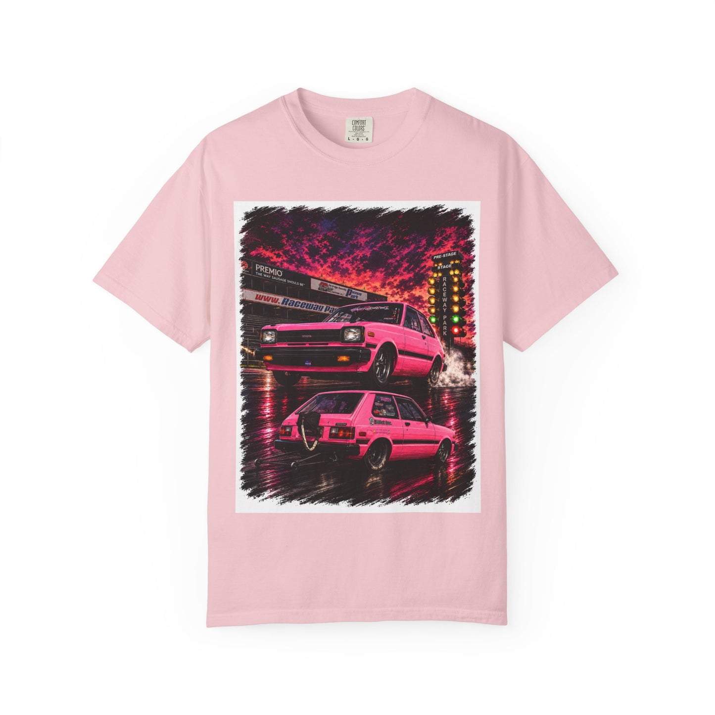 Retro Pink Starlet T-Shirt — Neon Pink Skyline Racing Graphic