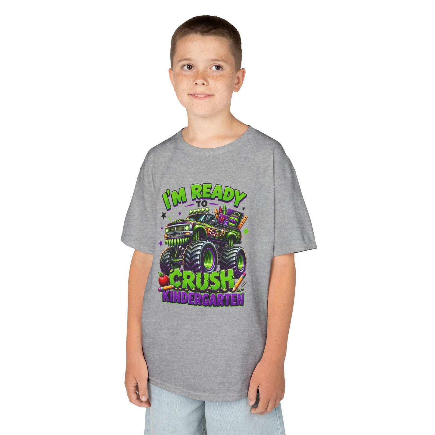 I’m Ready to Crush Kindergarten Monster Truck Kids T-Shirt – First Day of School Tee