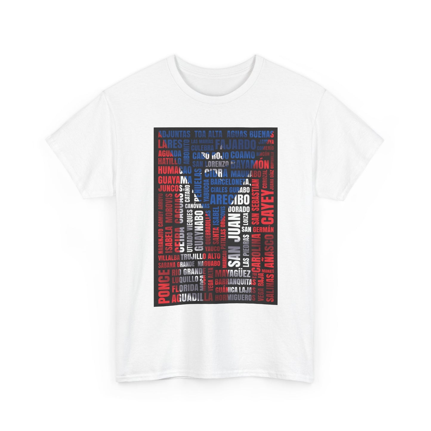 Puerto Rico Flag Word Cloud T-Shirt — Puerto Rican Pride Tee with Names Design