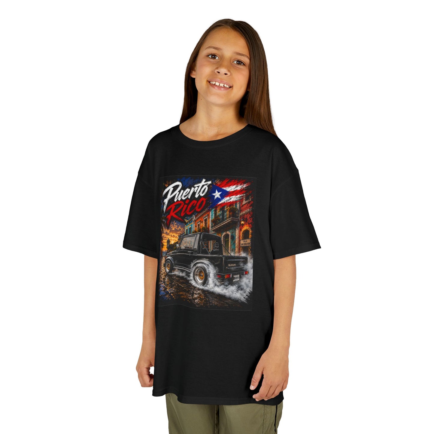 Kids T-Shirt — Puerto Rico Vintage Car Retro Travel Graphic