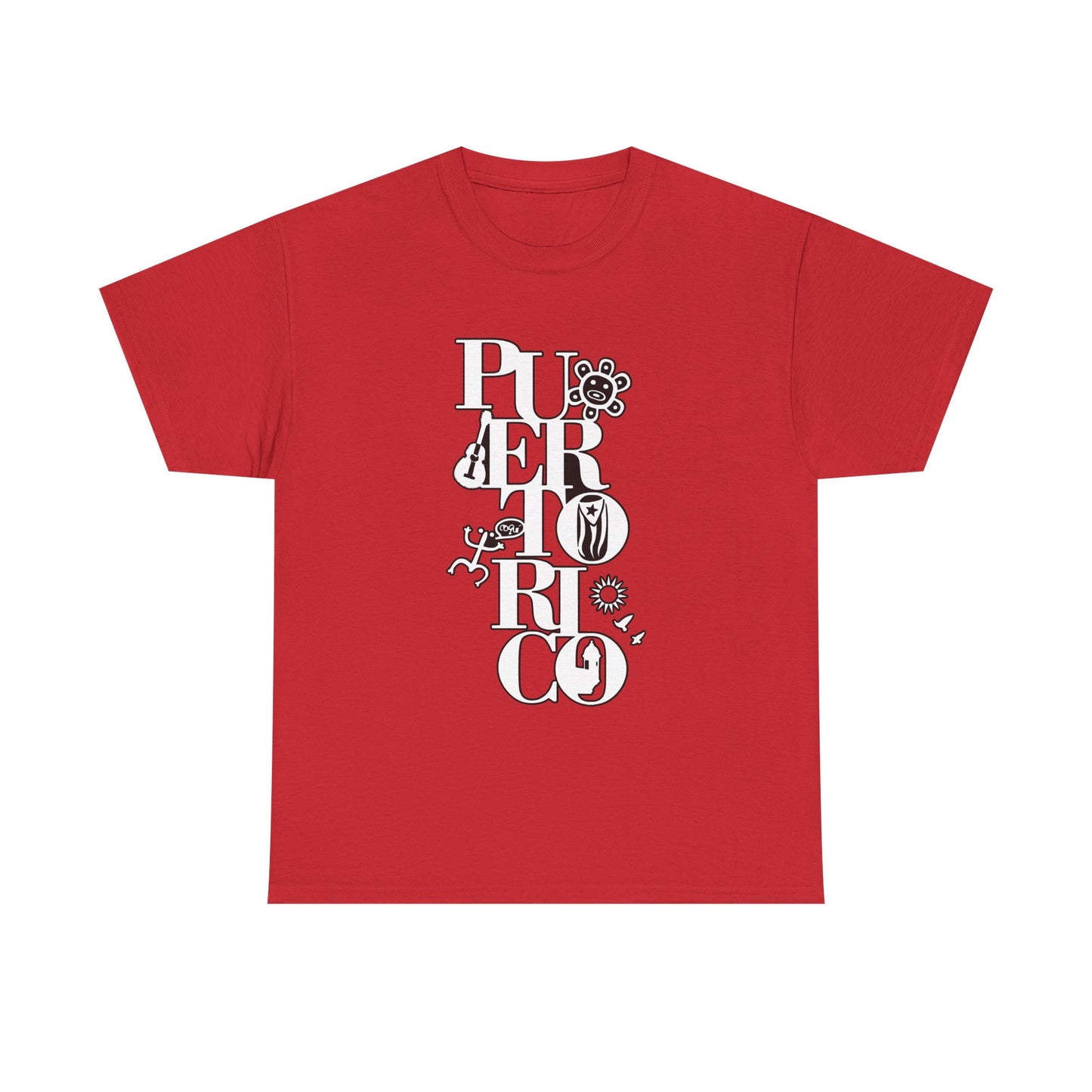 Puerto Rico Floral Vertical Tee — Retro Typography Island Shirt