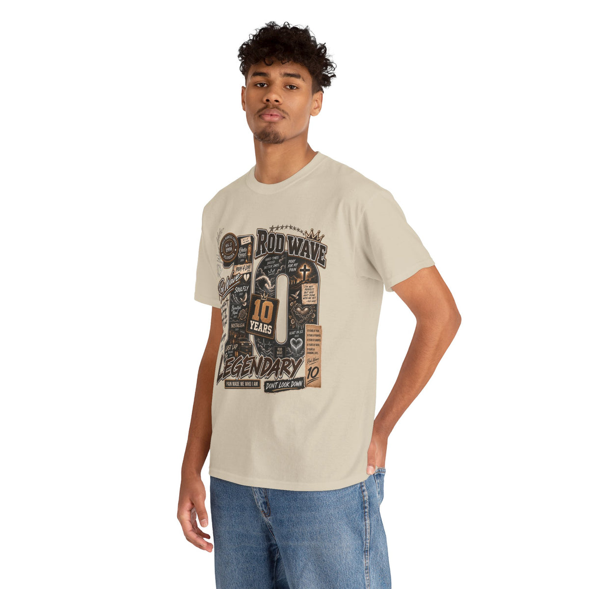 Rod Wave 10 Years Legendary – Pain, Purpose & Faith Hip-Hop Collage T-Shirt Design