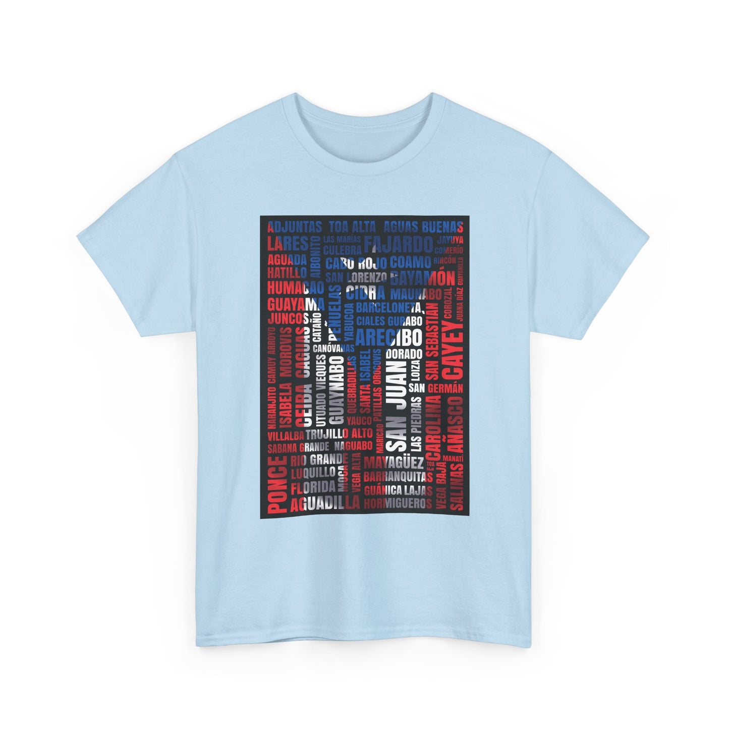 Puerto Rico Flag Word Cloud T-Shirt — Puerto Rican Pride Tee with Names Design