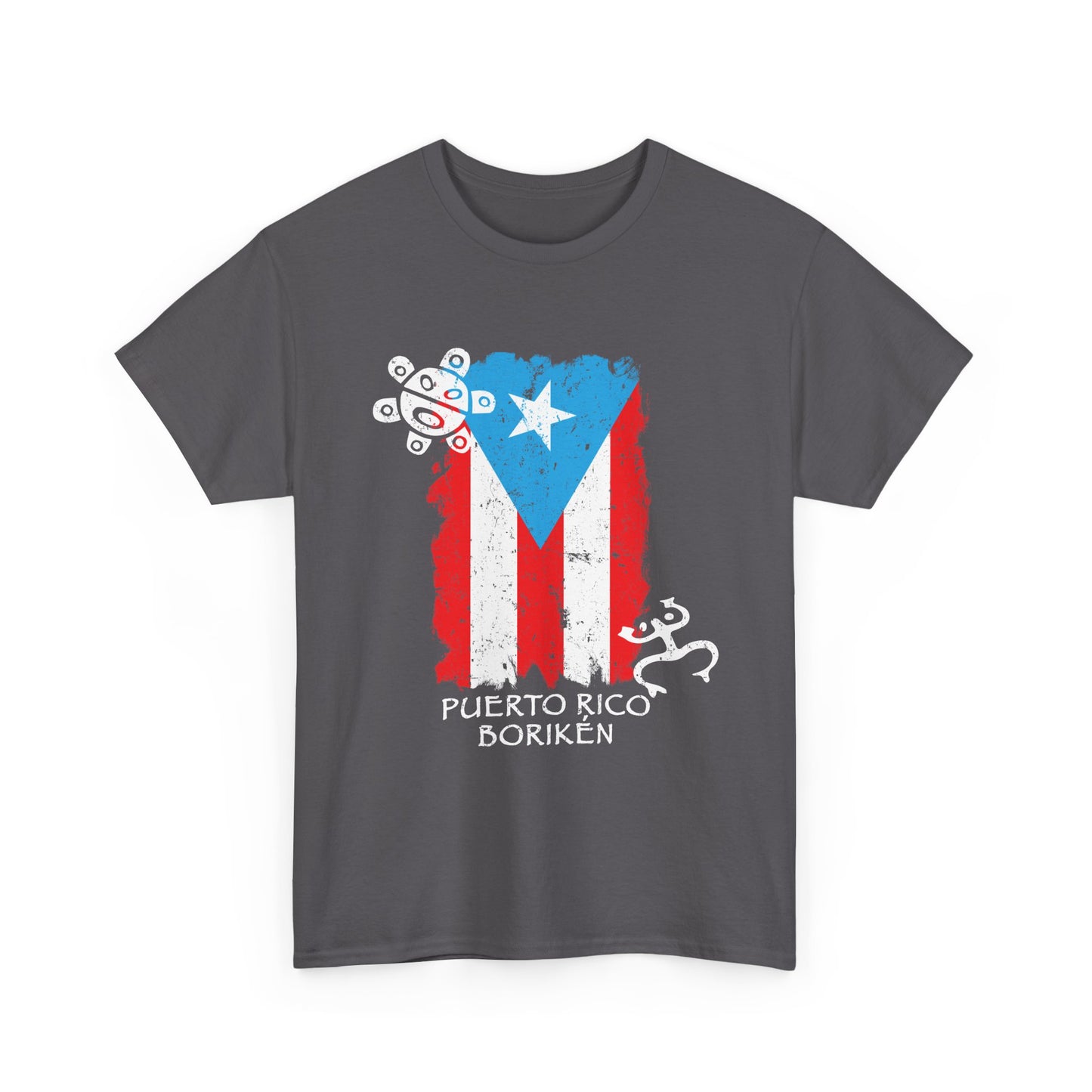 Puerto Rico Borikén Flag Tee — Taíno Petroglyph Heritage Vintage