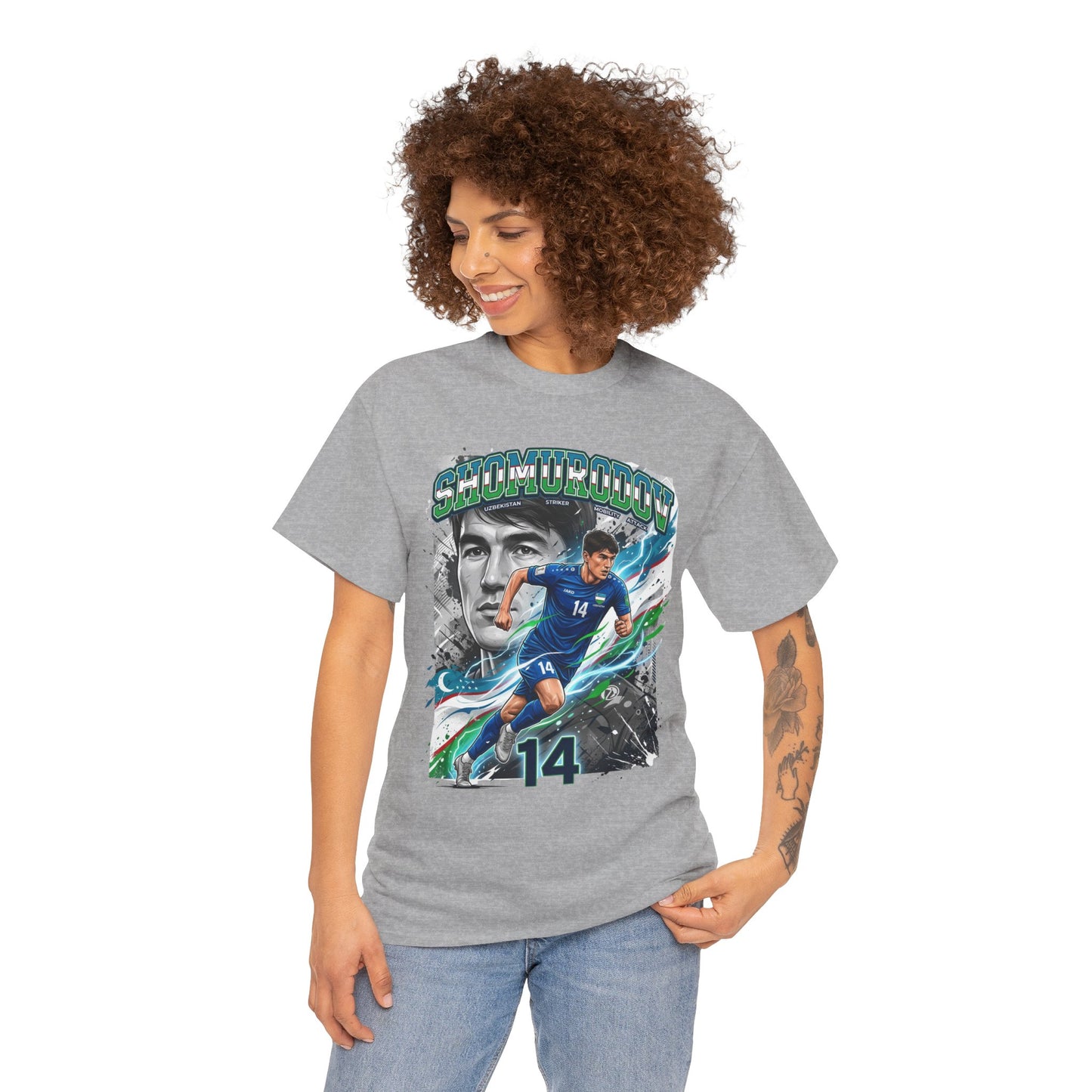 Shomurodov #14 – Uzbekistan’s Dynamic Striker T-Shirt