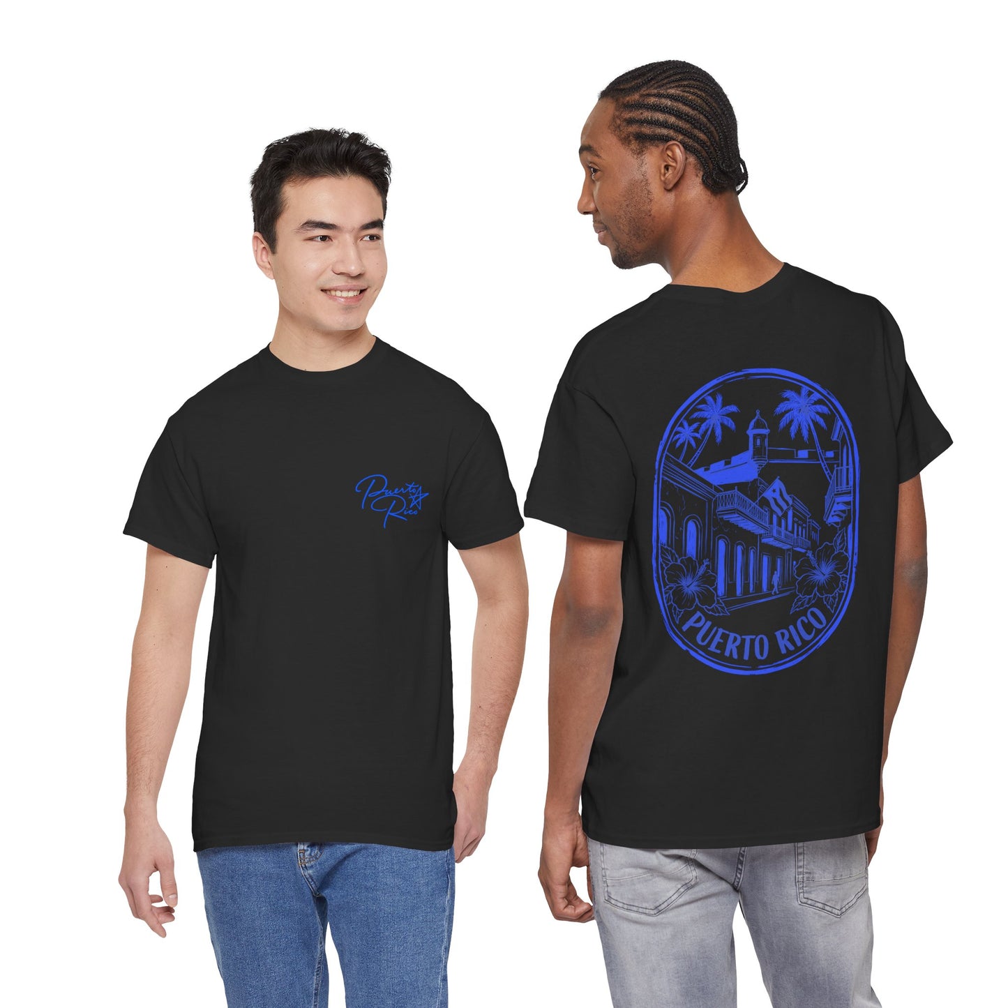 Puerto Rico Streets Tee — Handwritten Logo & Old San Juan Back Illustration