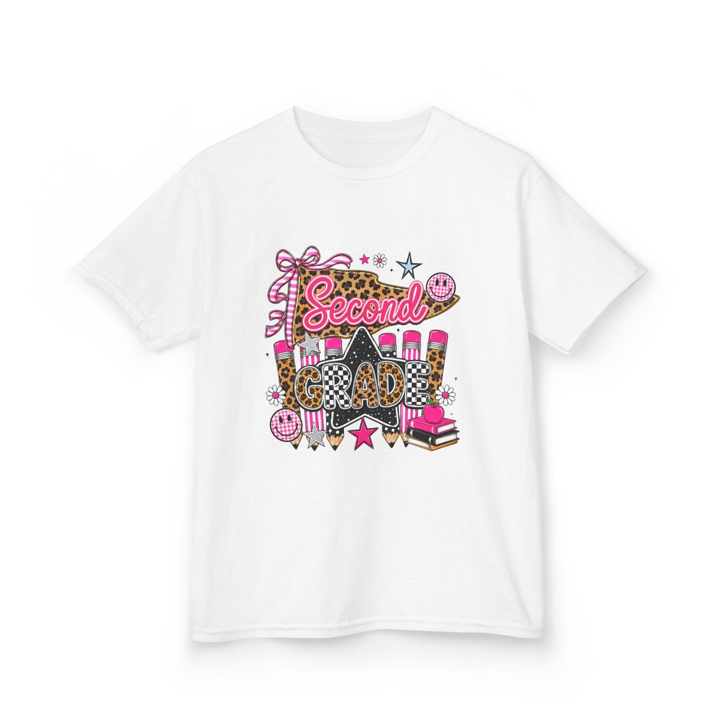 Second Grade Girl Back to School T-Shirt – Pink Leopard First Day of 2nd Grade Tee