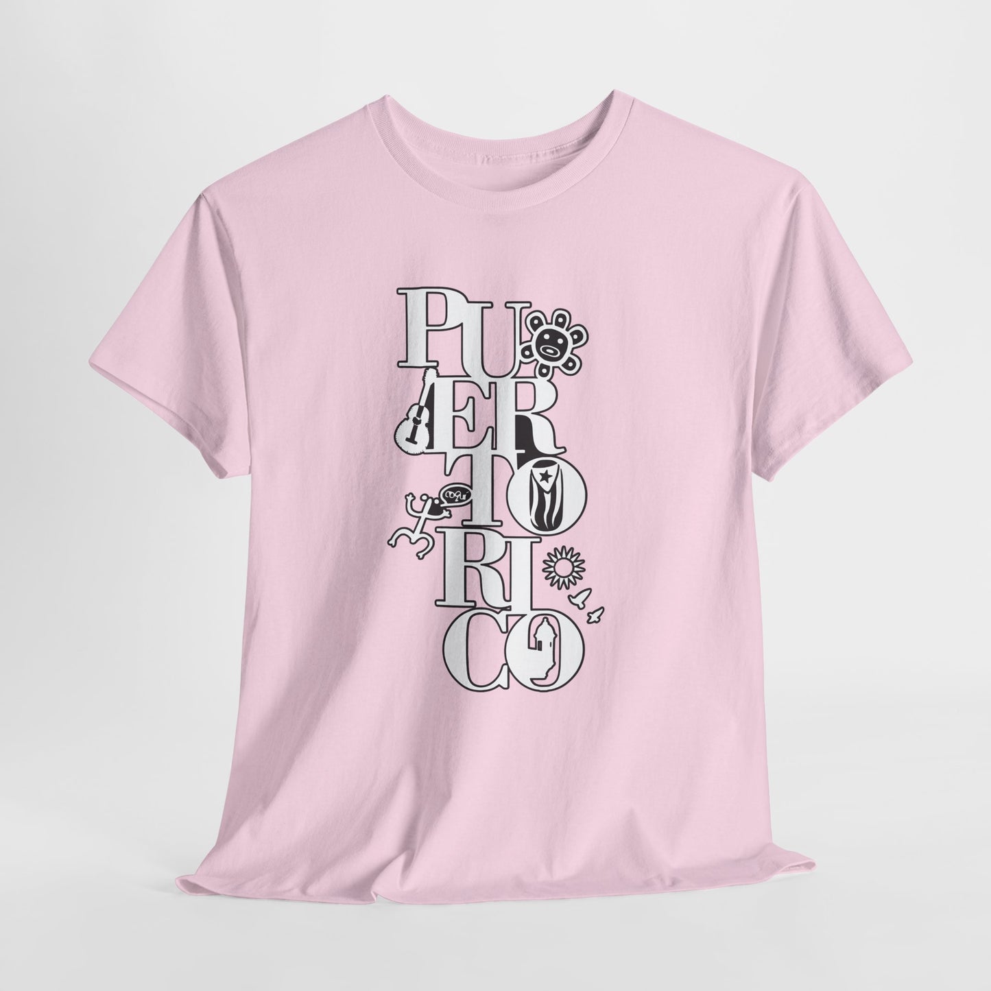 Puerto Rico Floral Vertical Tee — Retro Typography Island Shirt