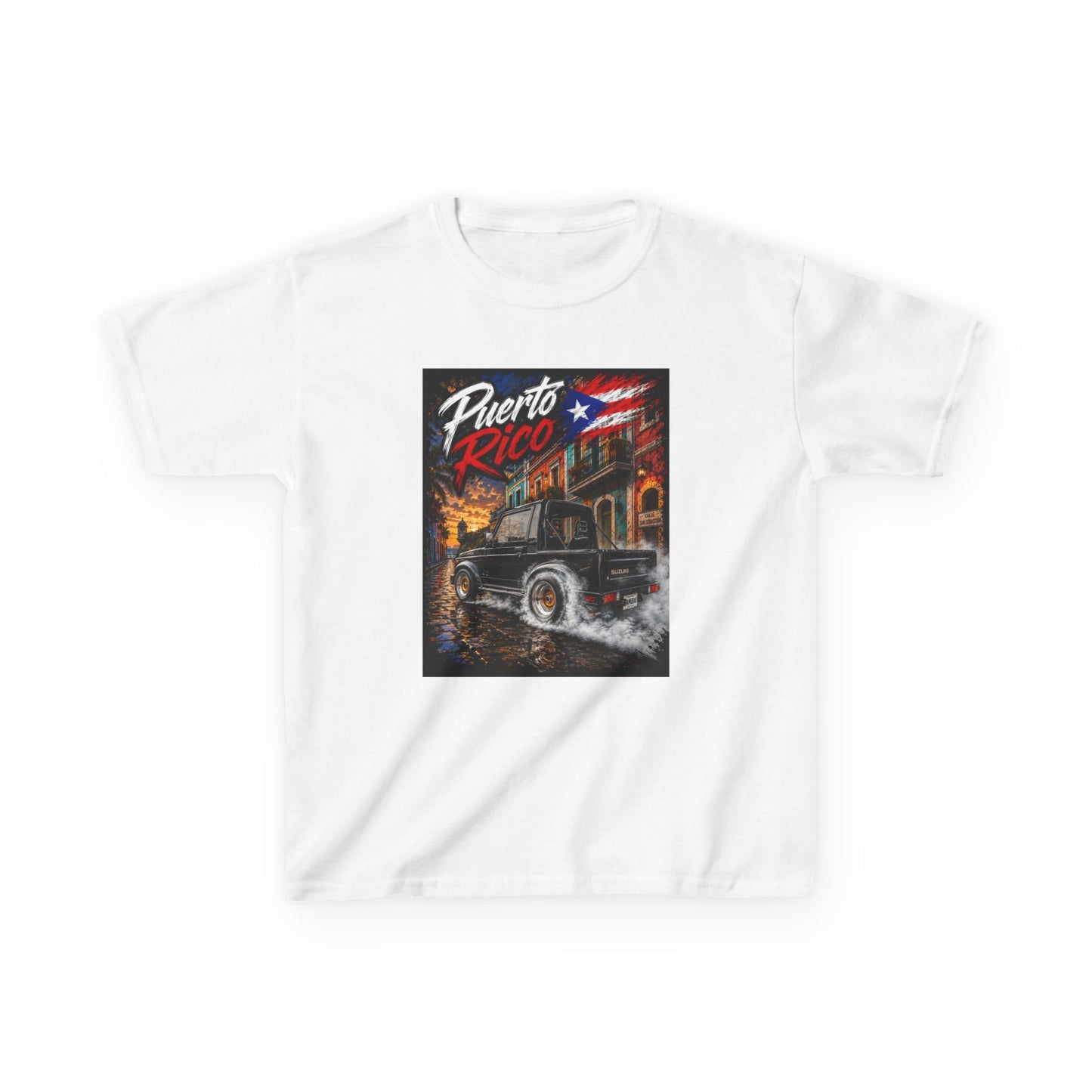 Kids T-Shirt — Puerto Rico Vintage Car Retro Travel Graphic