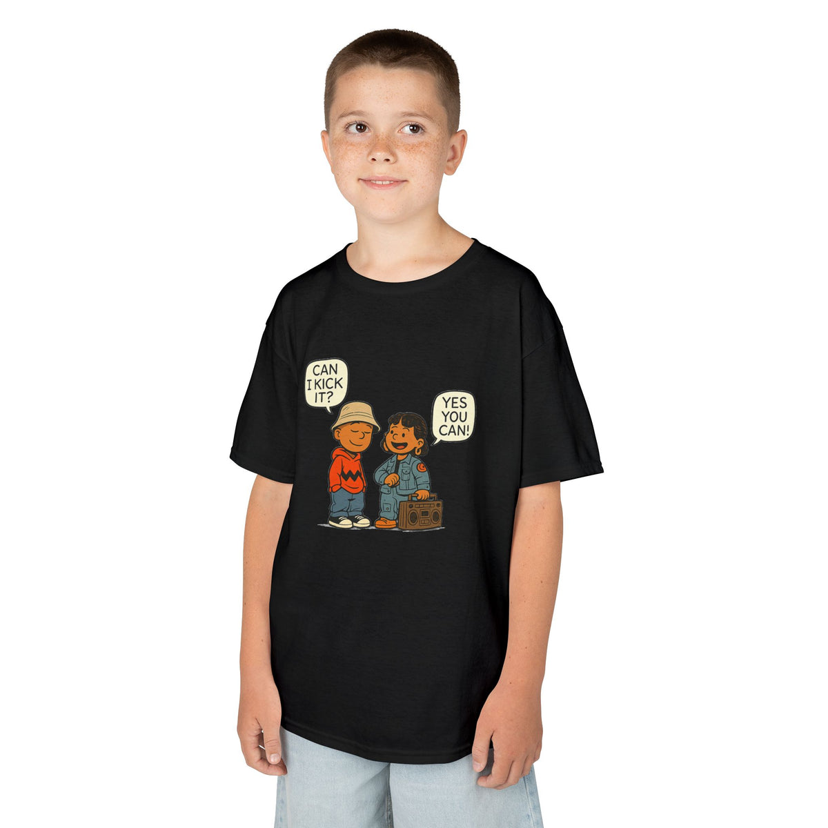Can I Kick It? Kids T-Shirt – Retro Hip-Hop Best Friends Tee