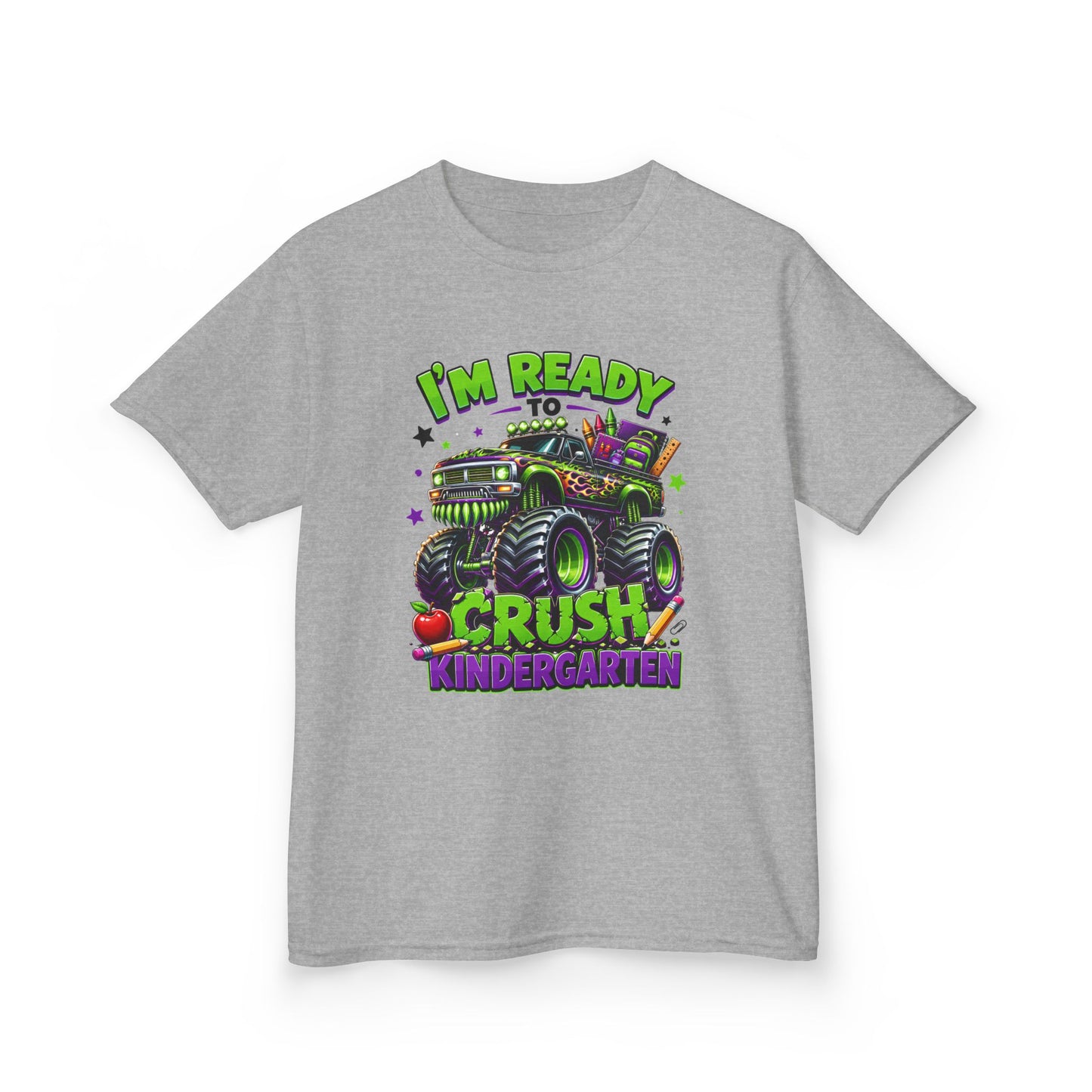 I’m Ready to Crush Kindergarten Monster Truck Kids T-Shirt – First Day of School Tee