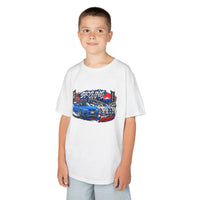 Kids Skyline Racecar T‑Shirt – Blue JDM Drift Design