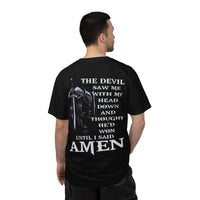 Devotional Graphic T-Shirt — "The Devil Saw Me...Until I Said AMEN" Christian Faith Tee