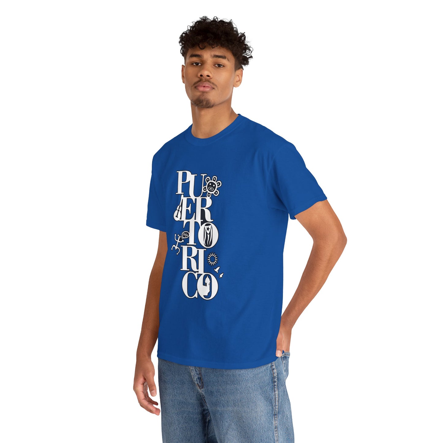 Puerto Rico Floral Vertical Tee — Retro Typography Island Shirt
