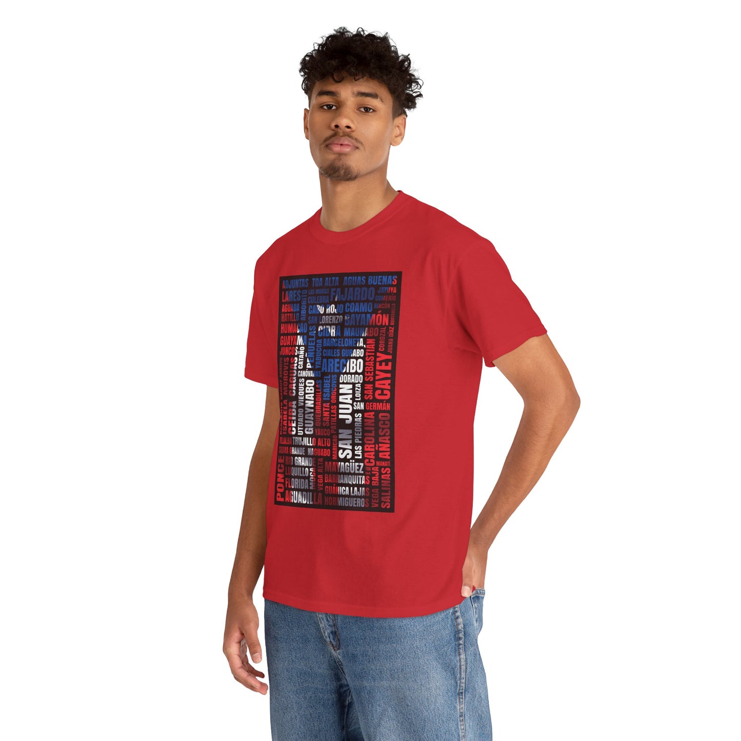 Puerto Rico Flag Word Cloud T-Shirt — Puerto Rican Pride Tee with Names Design