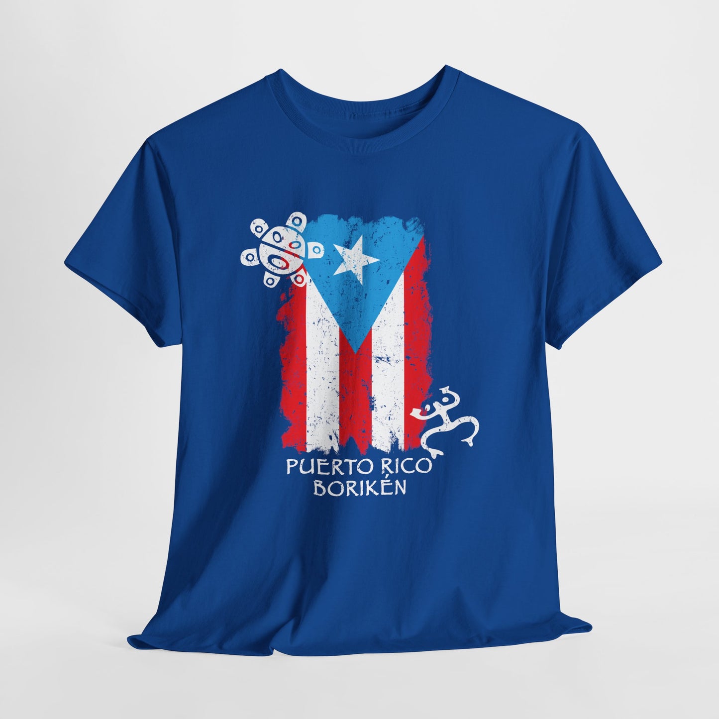 Puerto Rico Borikén Flag Tee — Taíno Petroglyph Heritage Vintage