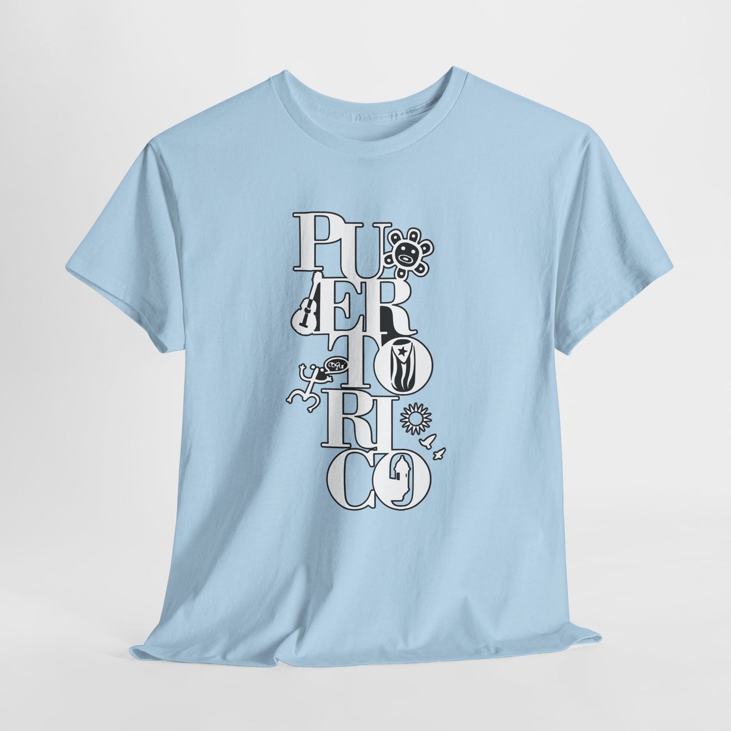 Puerto Rico Floral Vertical Tee — Retro Typography Island Shirt
