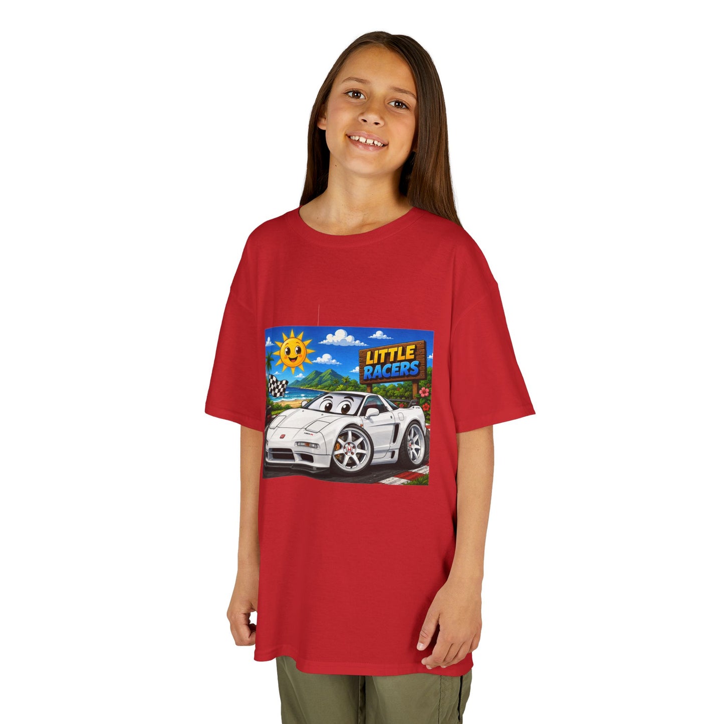 Kids Racing Car T‑Shirt — 'Little Racers' White NSX Graphic Tee