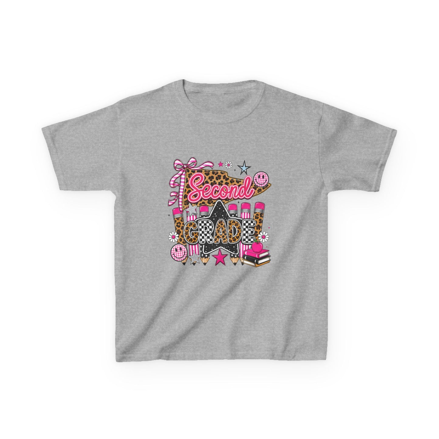 Second Grade Girl Back to School T-Shirt – Pink Leopard First Day of 2nd Grade Tee