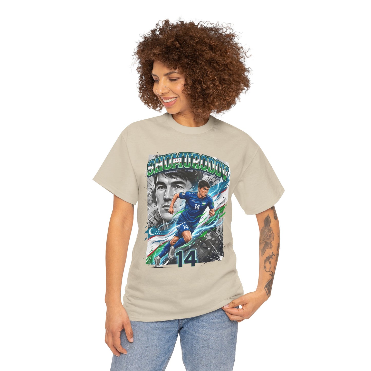 Shomurodov #14 – Uzbekistan’s Dynamic Striker T-Shirt
