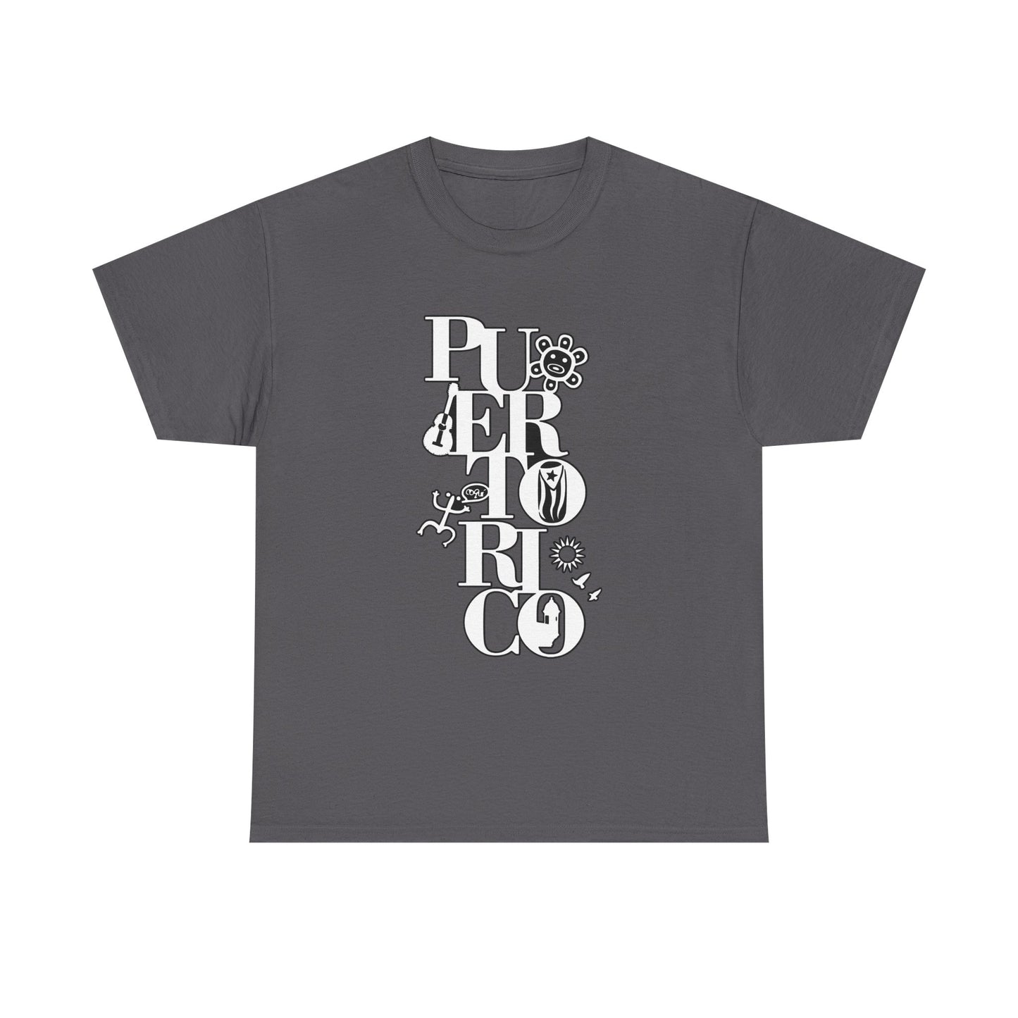 Puerto Rico Floral Vertical Tee — Retro Typography Island Shirt