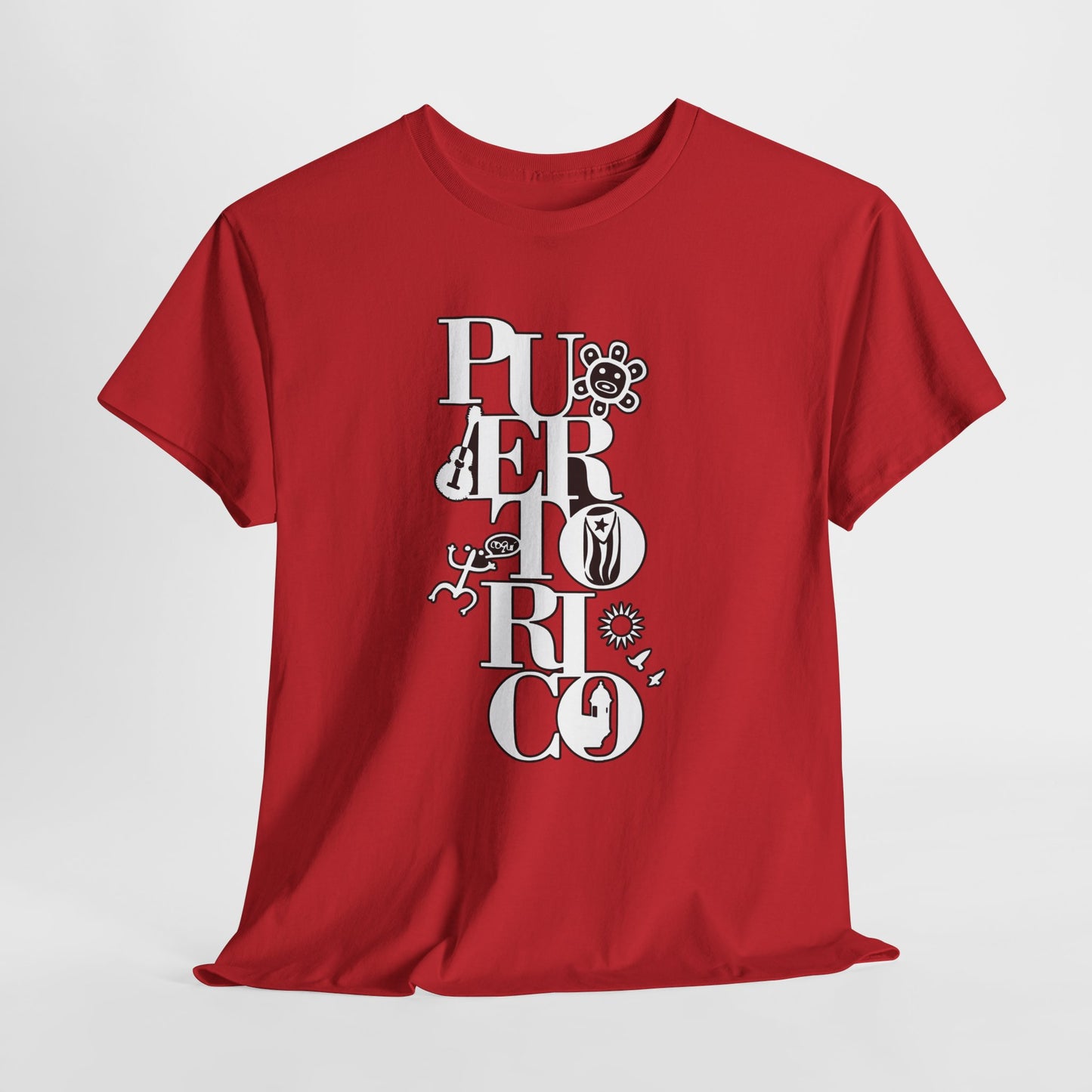 Puerto Rico Floral Vertical Tee — Retro Typography Island Shirt