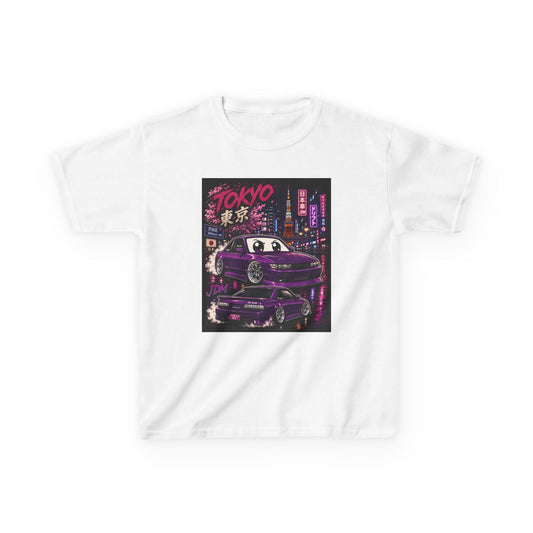 Kids Tokyo Night Drift Tee — Retro Neon City Racing Graphic