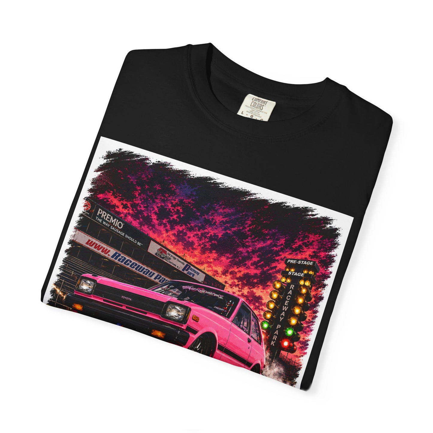 Retro Pink Starlet T-Shirt — Neon Pink Skyline Racing Graphic