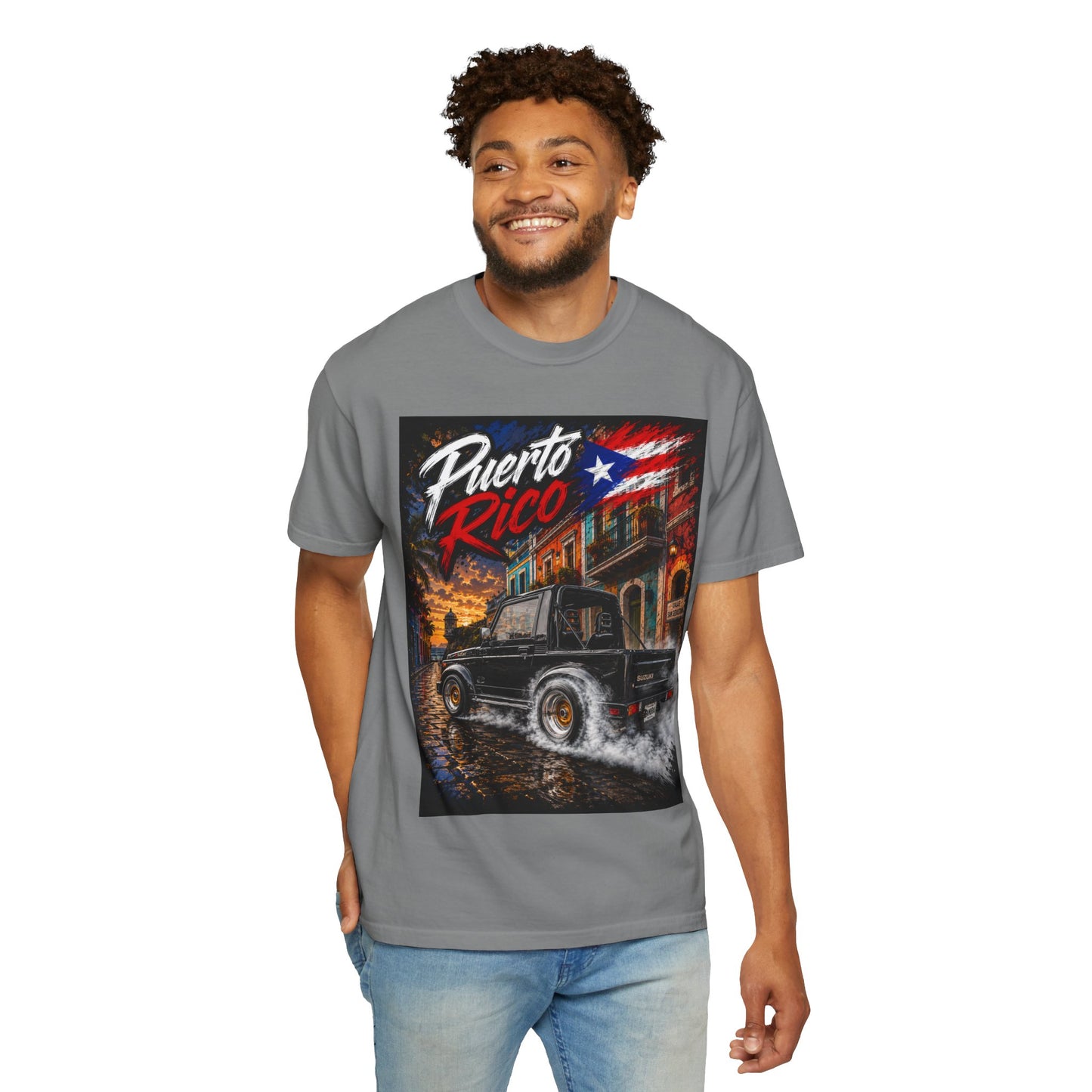 Puerto Rico Samuri Burnout T-Shirt — Retro Island Flag Graphic Tee