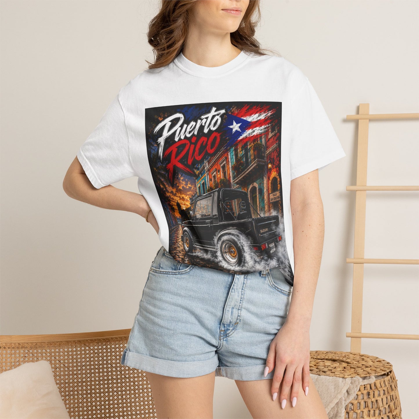 Puerto Rico Samuri Burnout T-Shirt — Retro Island Flag Graphic Tee