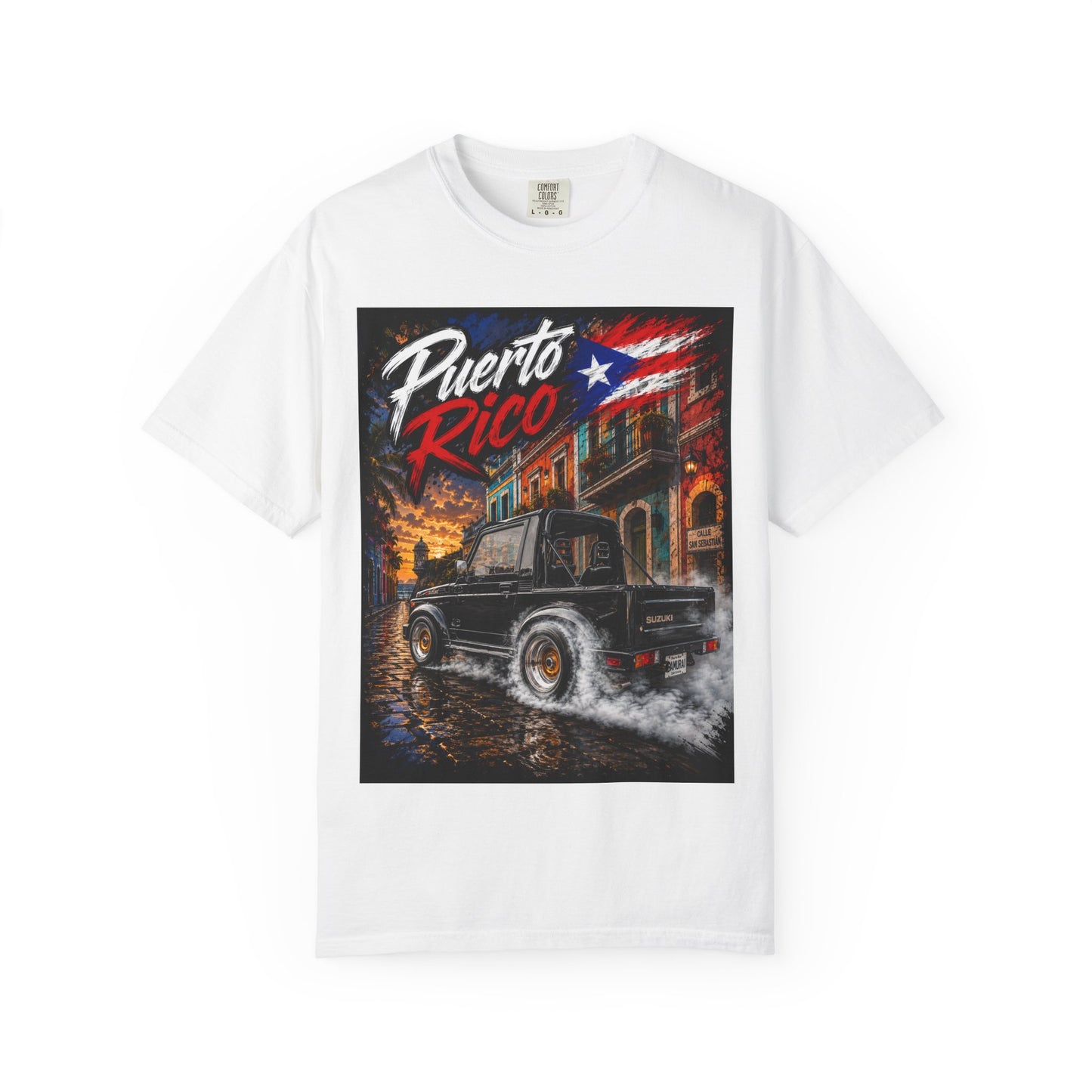 Puerto Rico Samuri Burnout T-Shirt — Retro Island Flag Graphic Tee