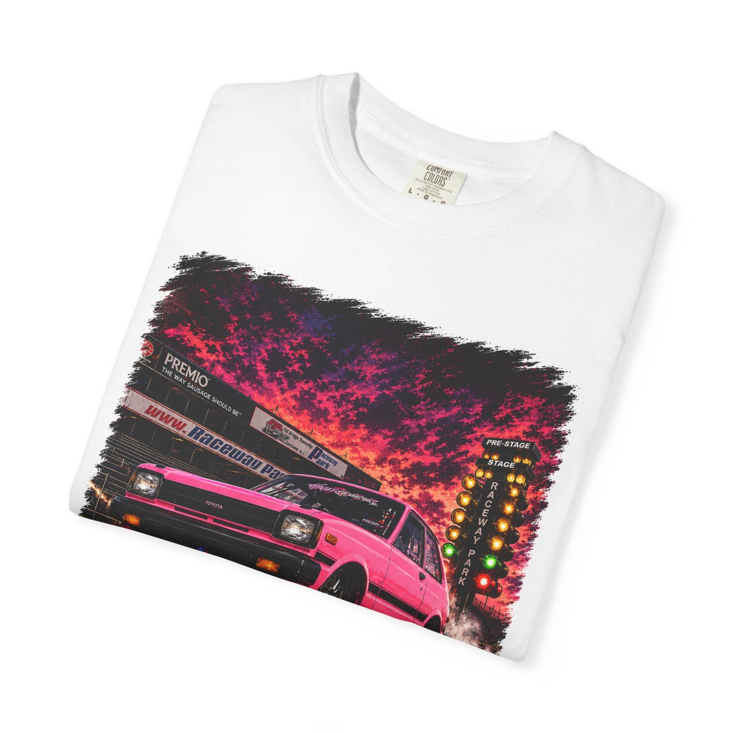 Retro Pink Starlet T-Shirt — Neon Pink Skyline Racing Graphic