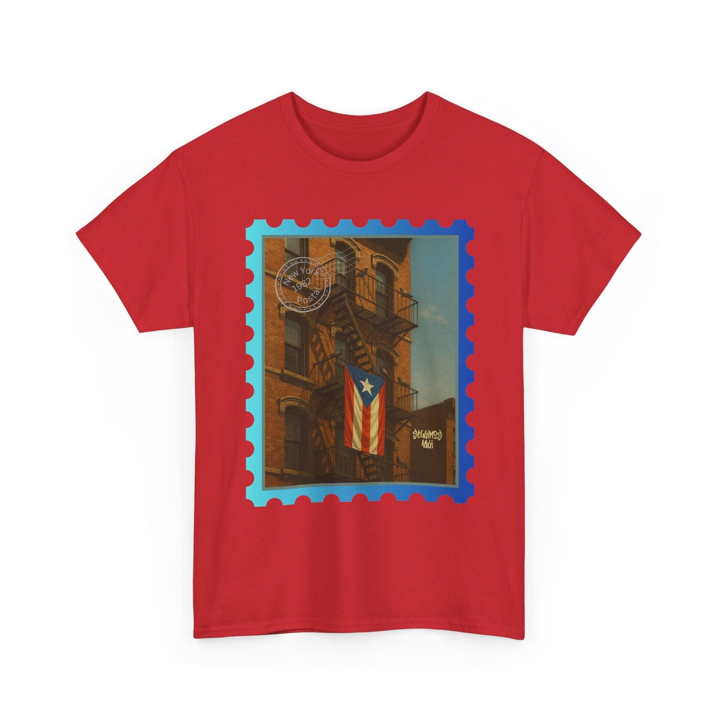 Seguimos Aquí Puerto Rican Pride Tee — New York 1982 Vintage Flag Tribute