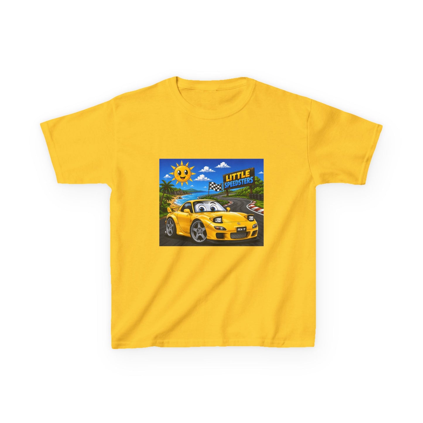 Kids Car T‑Shirt — "Little Speedster" Yellow FD RX7 Tee